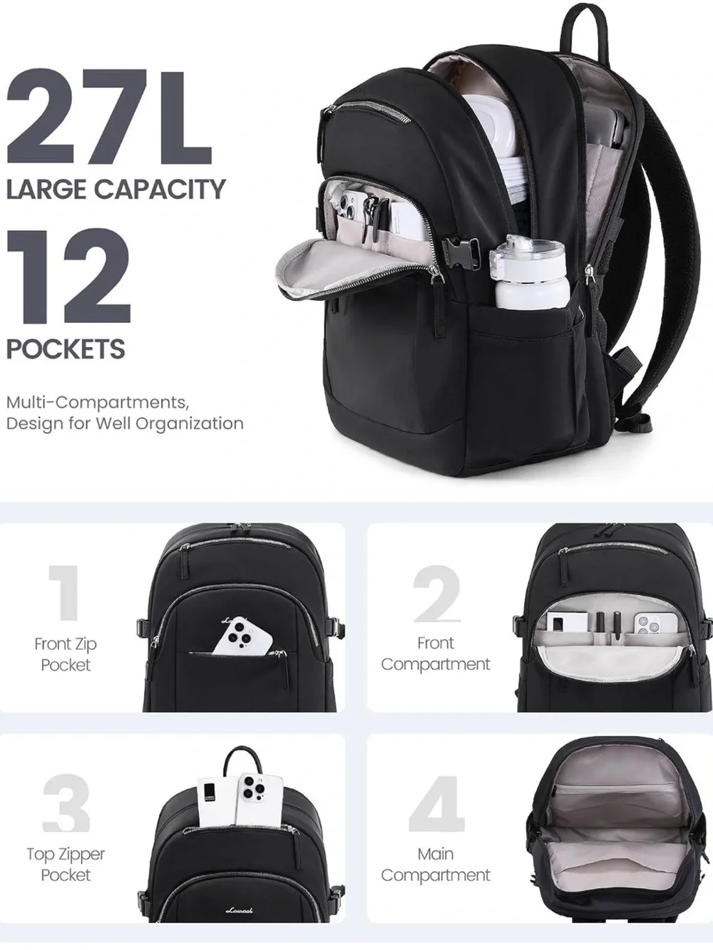 Neutral Beige Women's Backpack with Front Pocket